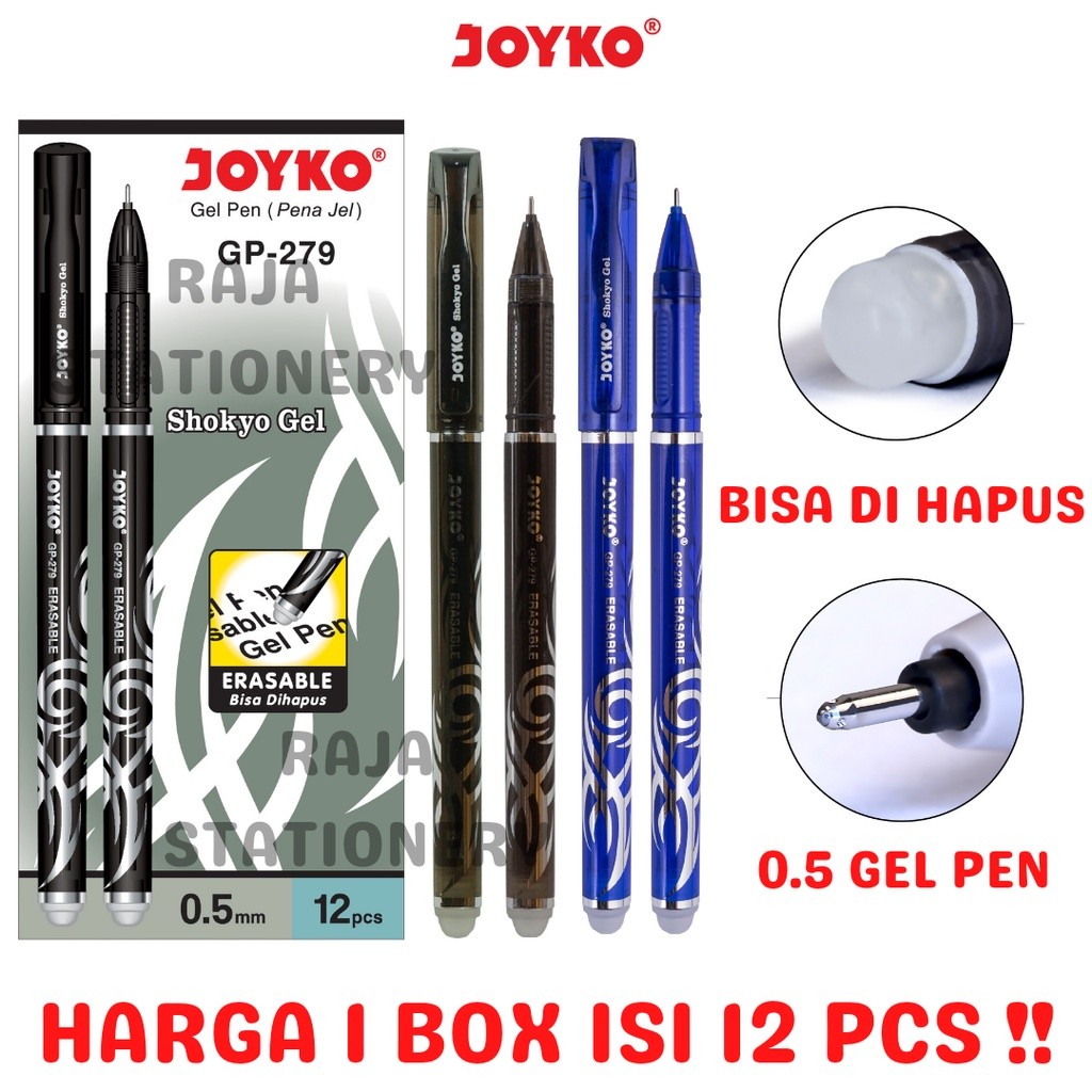 

COD JOYKO ERASABLE GEL PEN HITAM BIRU PULPEN PEN BISA DIHAPUS JOYKO LUSIN GP-279 [12PCS] SALE