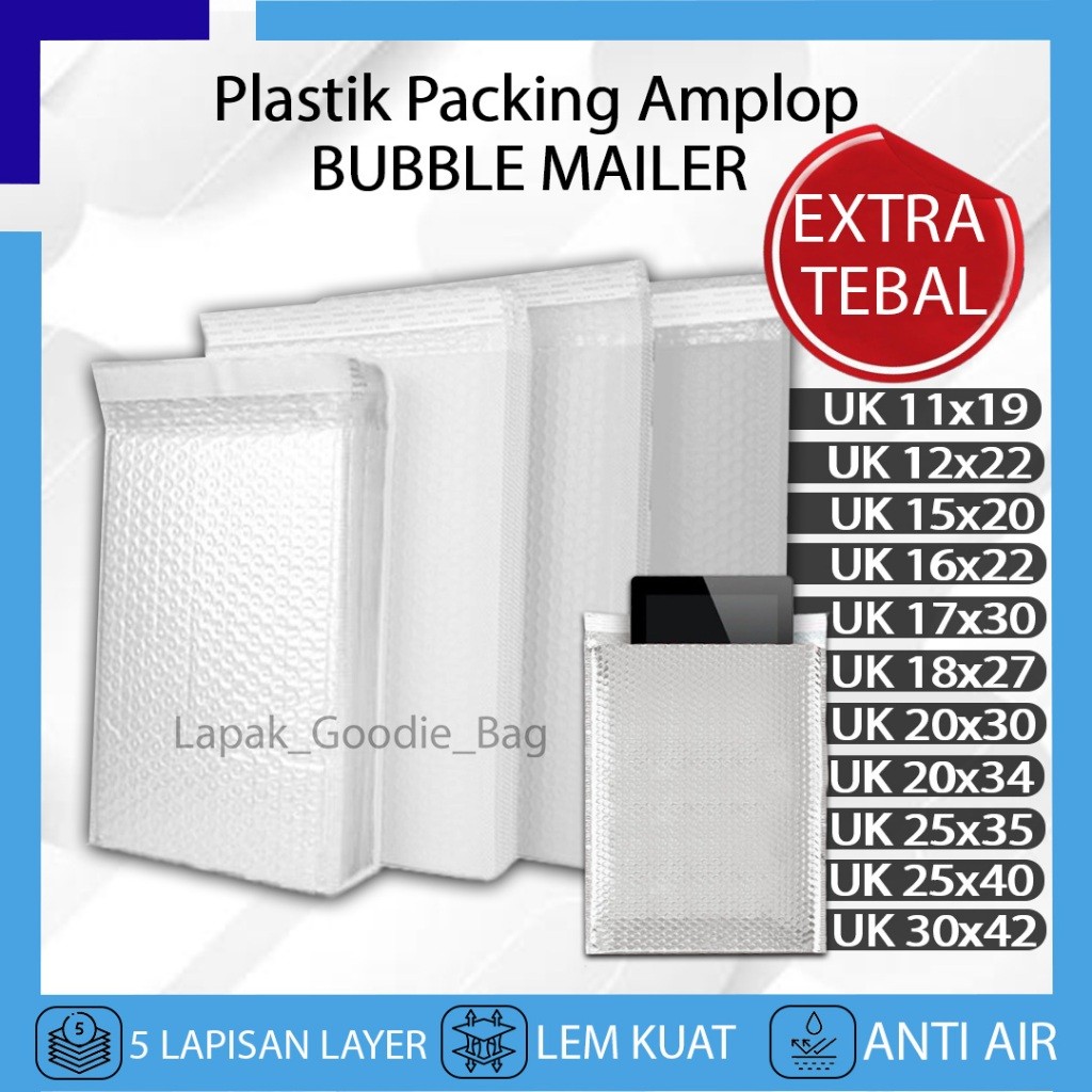 

Kantong Plastik Packing Amplop BUBBLE MAILER Bubble Wrap Putih WHITE Bungkus Polymailer Paket Olshop Premium