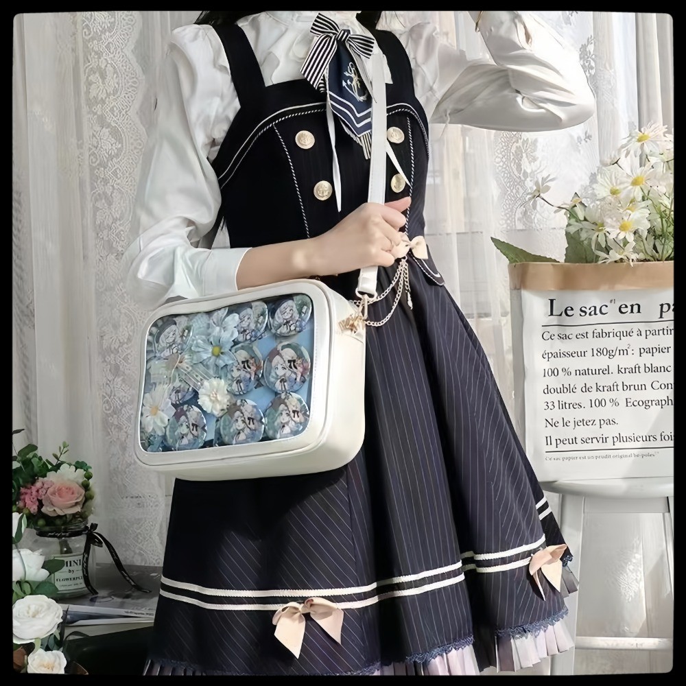 Itabag Tas Jepang  Kuliah Tas Anime Transparan Tas Selempang Bahu PU Jepang Tas Slempang Untuk Badge