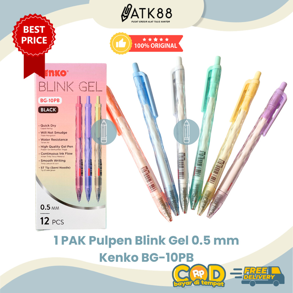 

[ATK88] 1 PAK Pulpen Gel Pen Blink Gel Kenko BG-10PB - 0.5 mm 12 Pcs