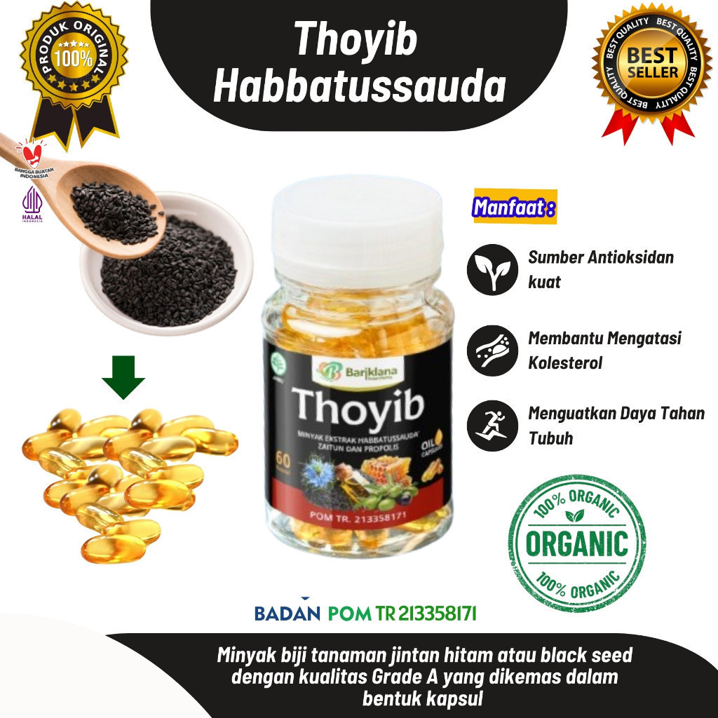 

Thoyib - Habbatussauda Plus Zaitun & Propolis Kapsul Jinten Hitam Bariklana