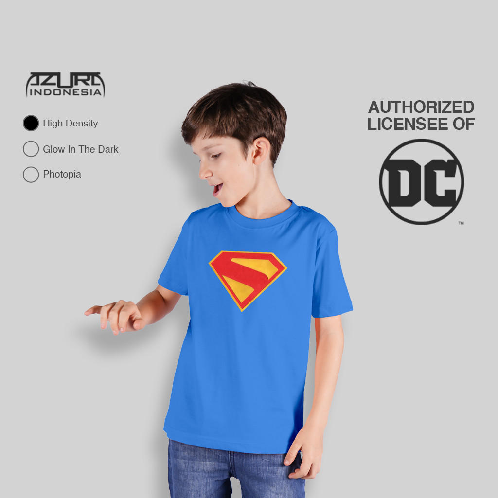 Azura Tshirt DC Comics Original Superman 2025 Logo Motif Stitch Colour Royal Blue Anak