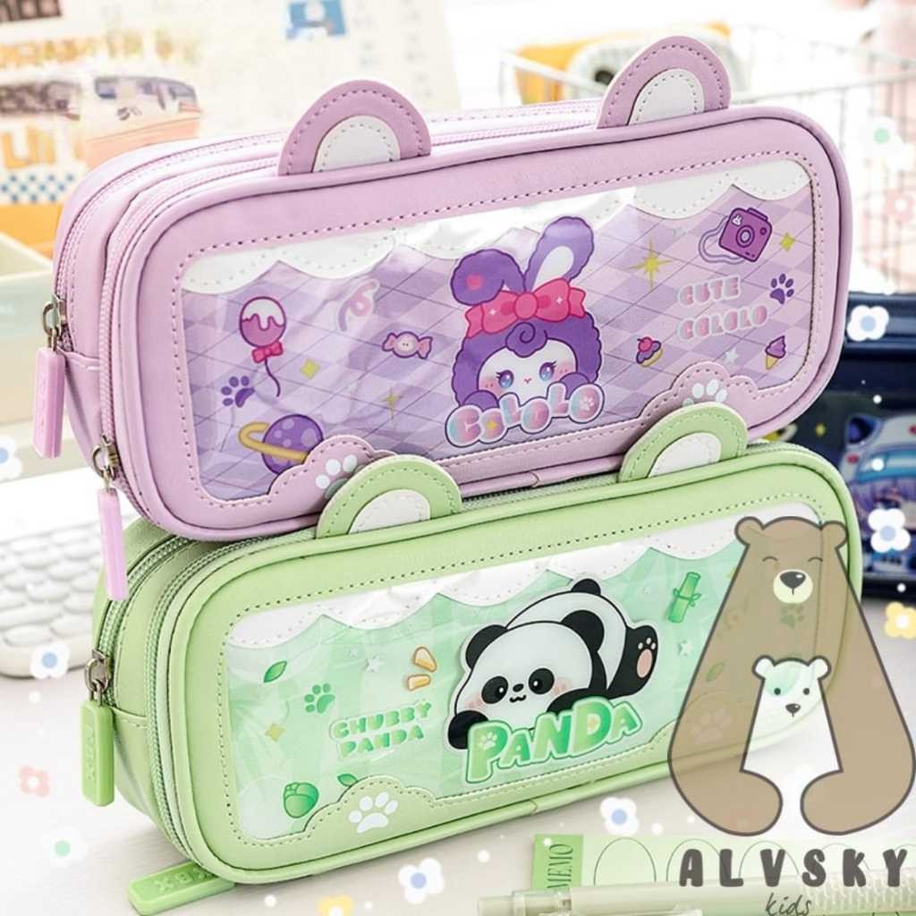

ALVSKY TEMPAT PENSIL ANAK DEWASA TRANSPARAN MOTIF LUCU / KOTAK PENCIL KAPASITAS BESAR MULTIFUNGSI 2 LAYER