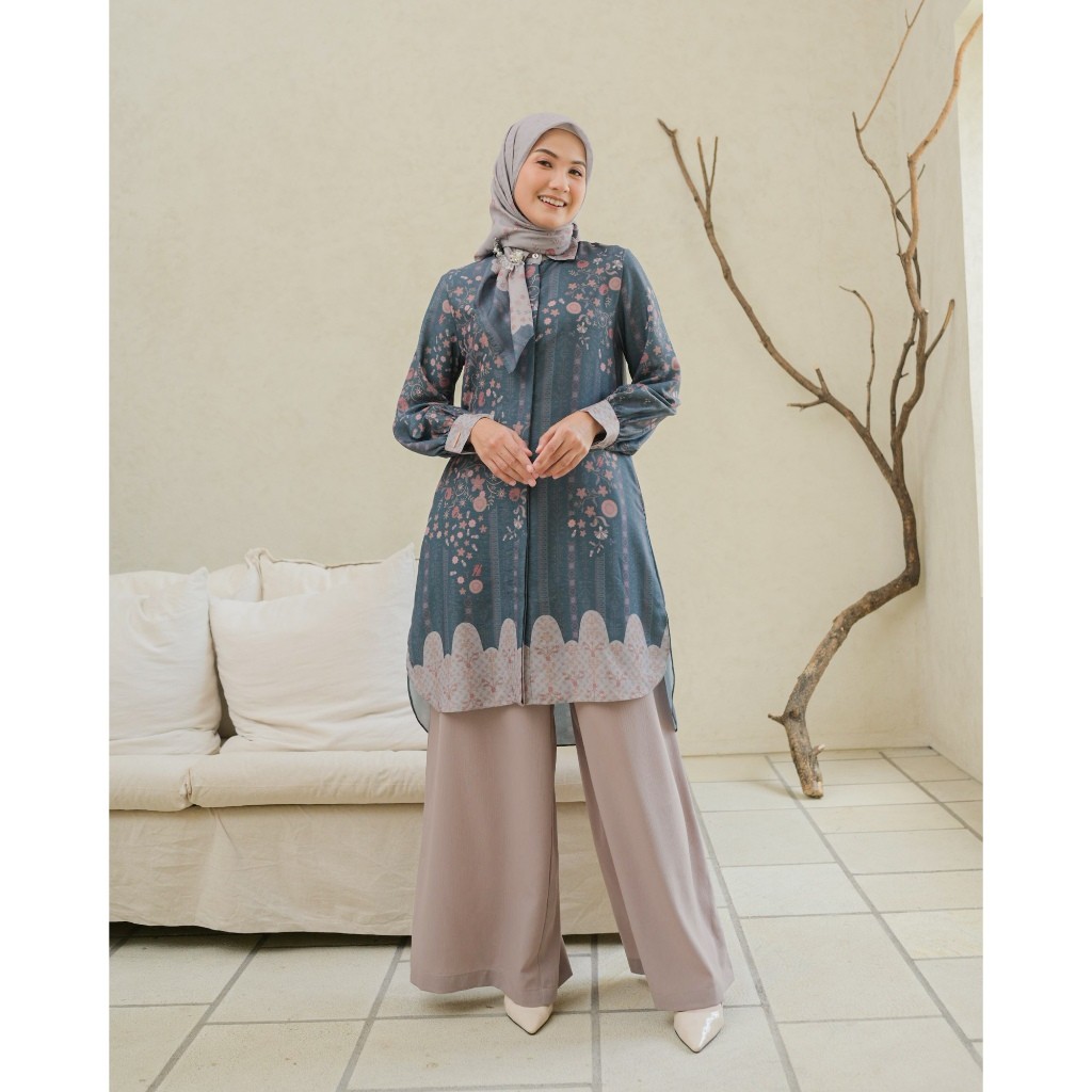 Afrin Tunic | Zysku Xena | Sarimbit Atasan Kancing Depan Busui Friendly