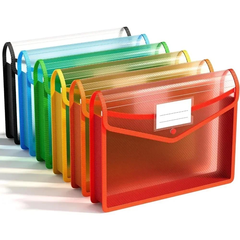 

Living 6-pack plastic extension folder, folder of files with quick close, color folder organizer, transparent accordion file bag