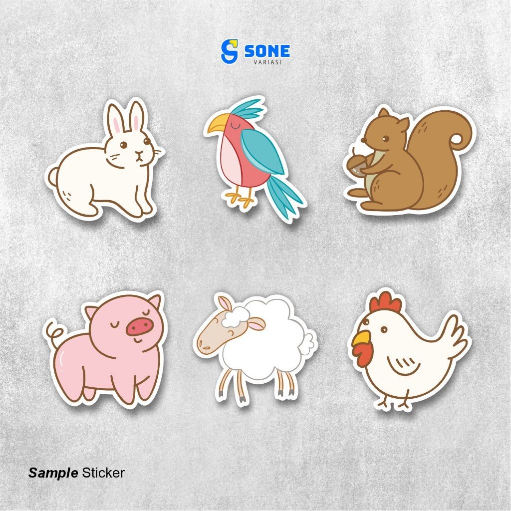 

Sticker Cute Animals Paper Vinyl Anti Air Aksesoris Laptop Buku Tumbler