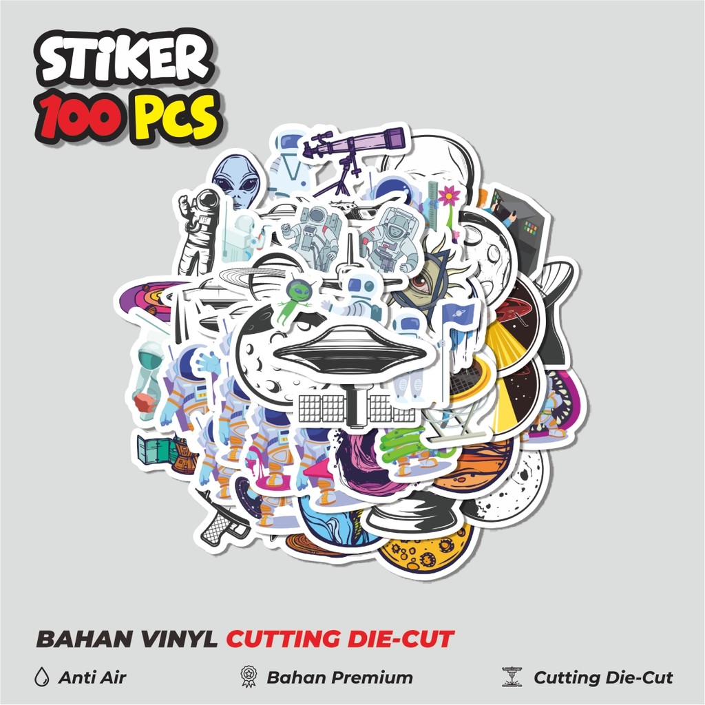 

Terbaru! 50 pcs Stiker Kartun UFO Alien Astronot Roket Luar Angkasa Dekorasi Lucu Kreatif untuk Notebook, Skateboard, HP