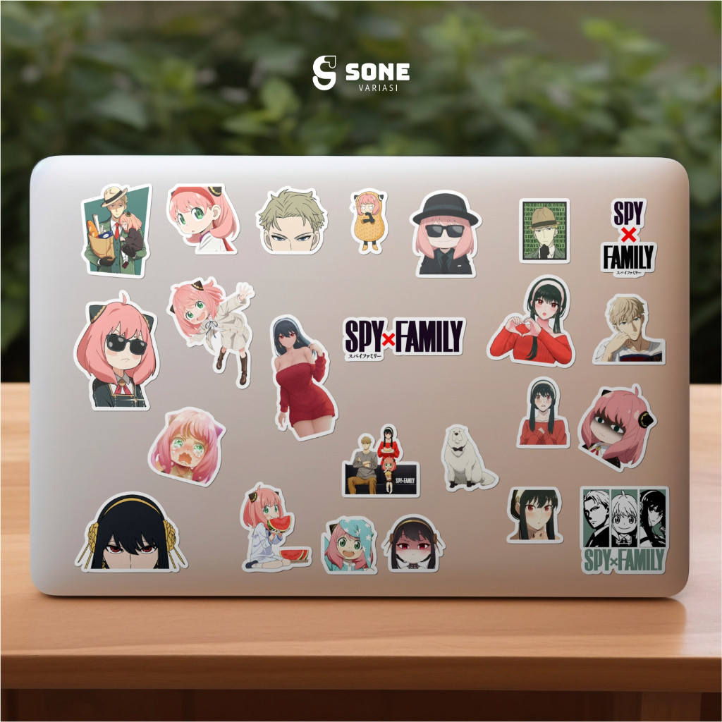 

Stiker Anime Spy x Family bahan Vinyl Waterproof Sticker Helm Buku Journal Koper Motor Casing Laptop Tumbler