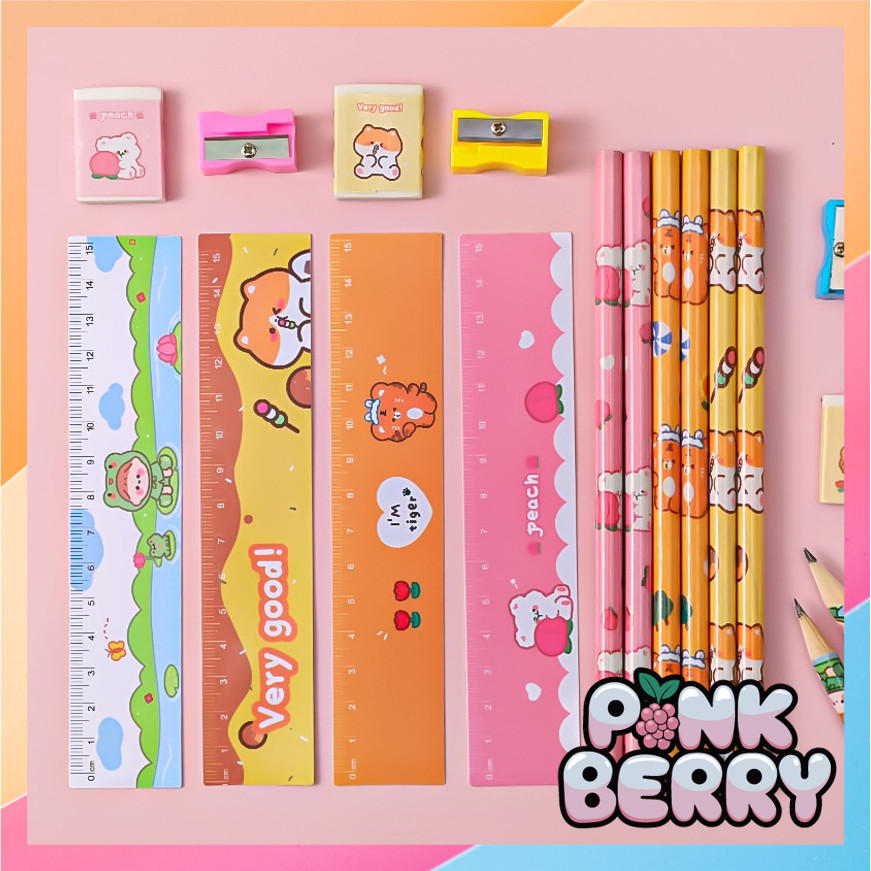 

PINK BERRY S5692 Mini Stationery Alat Tulis Set Mini Stationary Set Alat Tulis 5 in 1 Karakter Mini Stationery Set Character