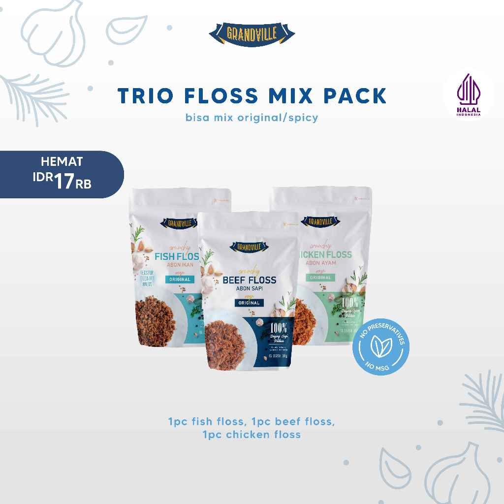 

Grandville Abon Sapi, Ayam & Ikan Crunchy Trio Mix Pack