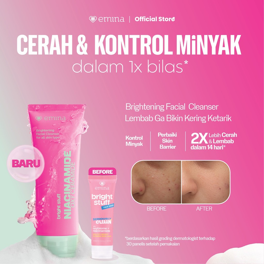 [CREATOR'S PICK] NEW Emina Niacinamide Oxy Ceramide Brightening Face Wash 50ml 100ml - Sabun Muka Ce