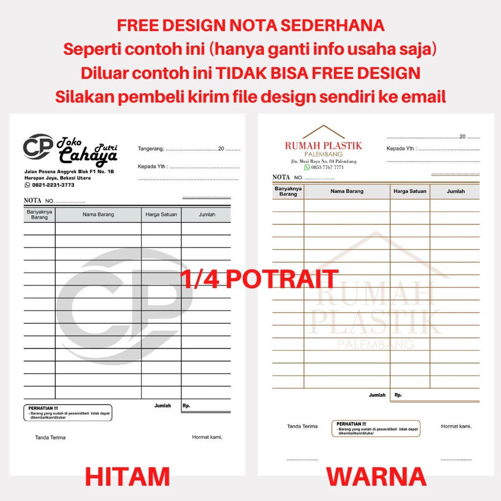 

[TERLENGKAP] NOTA TOKO CUSTOM 1 2 3 RANGKAP / PLY BON SURAT KWINTANSI SURAT JALAN INVOICE FORMULIR SLIP GAJI FORM