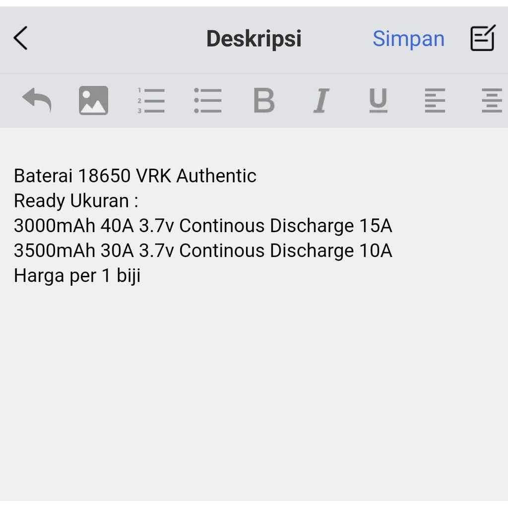 Jtterang Baterai Imr 18650 Vrk Usa Garansi 2 Bulan