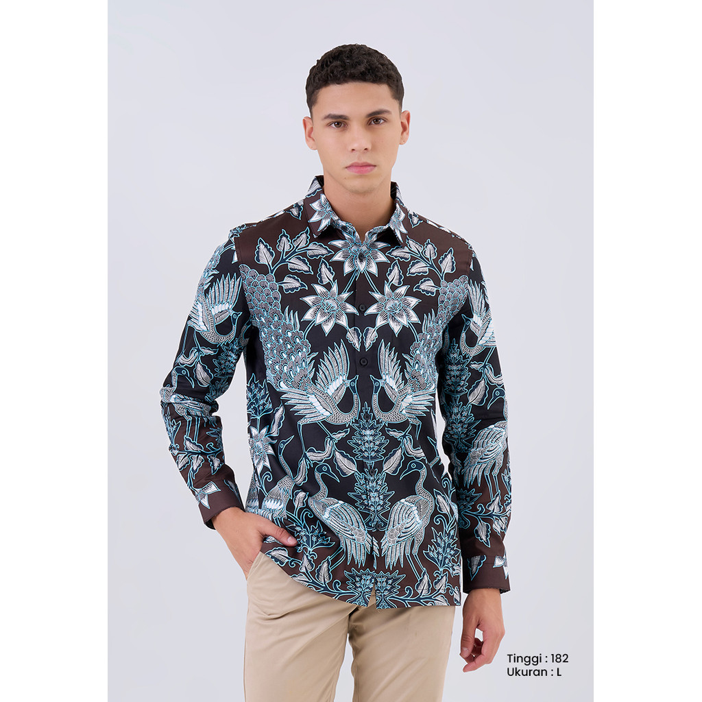 MANZONE - Kemeja Batik Lengan Panjang Pria Bagra Modern Fit - Black
