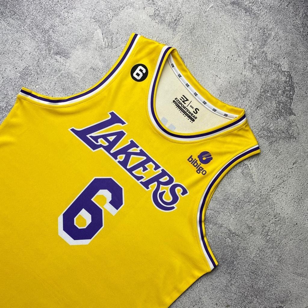 [ORIGINAL] Jersey James LA Lakers #6 KUNING YELLOW -  Swingman Bola Basket  Baju Kaos T-Shirt Tshirt