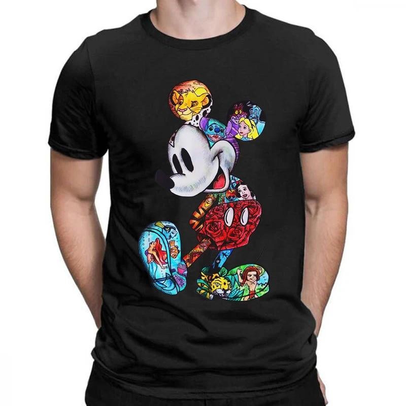 Kaos Pria Disney Mickey Mouse Wanita Kemeja Lucu Kartun Fashion Atasan Kaos Pakaian Wanita Kaos Pria