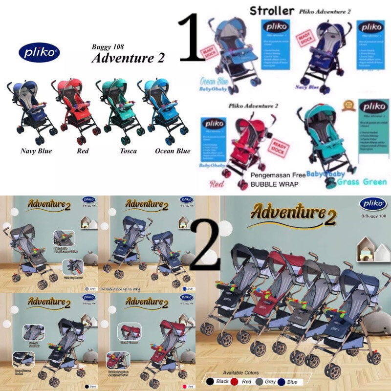 Stroller Bayi PLIKO Adventure 2 BARU STROLLER PLIKO TECHNO 107 / Pliko Adventure 108 Kereta Dorong B