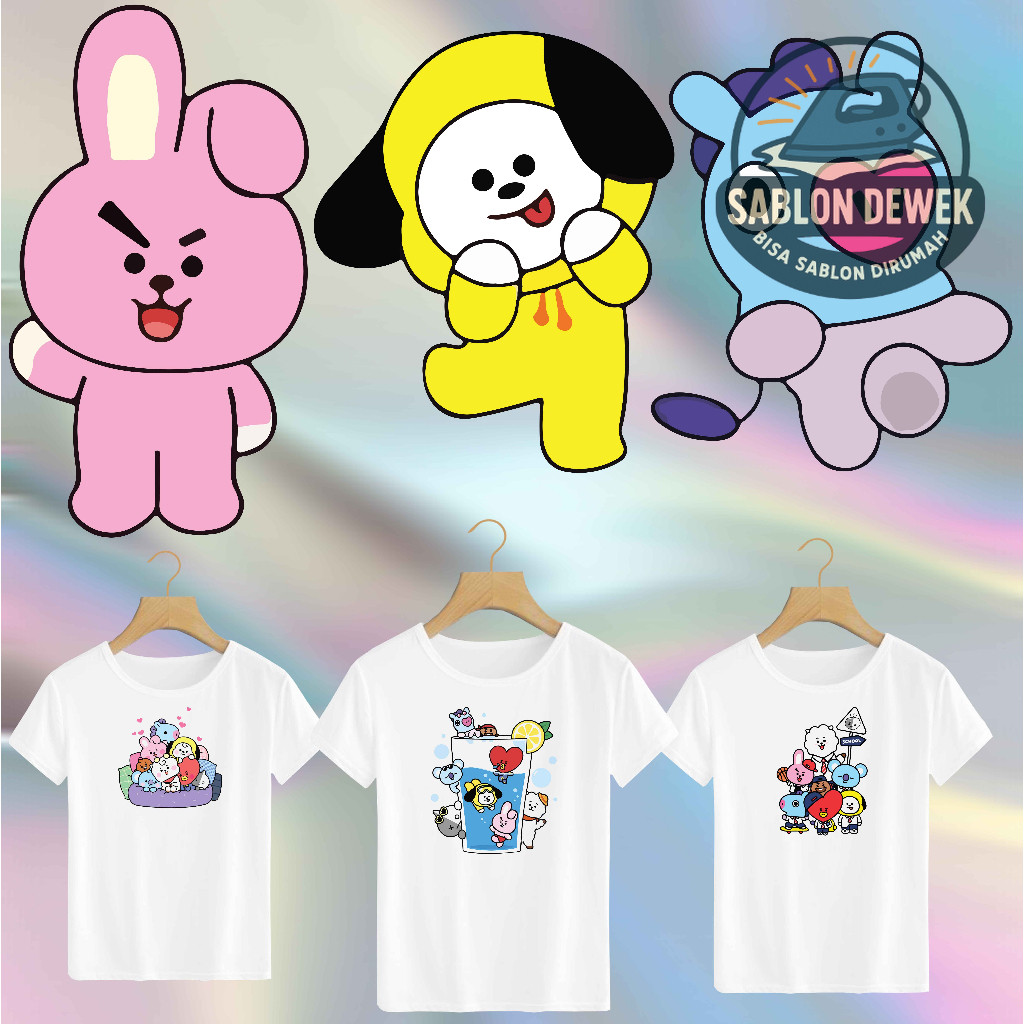 

SABLON Sticker DTF Ukuran A5 TEMA BTS Cartoon