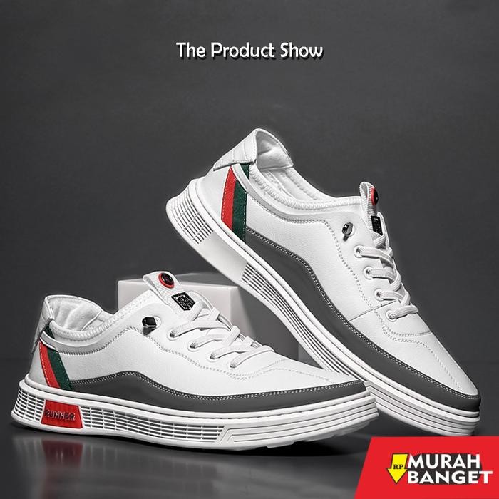 Sepatu Pria Sneakers Kasual Impor Sepatu Santai Slip On Krugeer Runner - Putih, 39