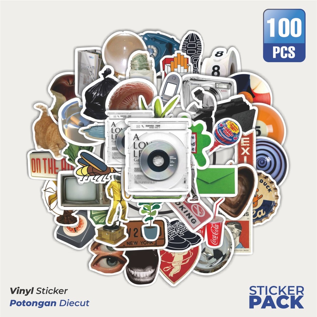 

Stiker Vinyl Stiker Ins Style Simple Korea Waterproof Aesthetic- Untuk Laptop, Motor, dan Helm - Paper Stationery Pack
