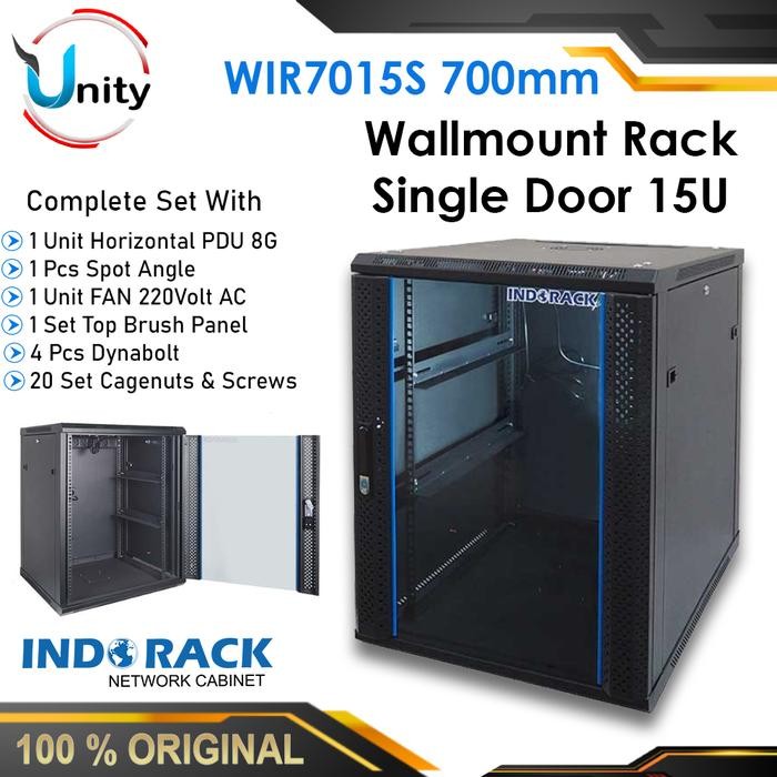 Rack Server Indorack 15U WIR7015S Wallmount Rack Single Door 15U