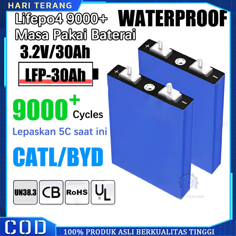 【9000+Cycle】UPS WATERPROOF BMS lifepo4 Baterai12V【30Ah/120ah CATL/BYD Baru Lifepo4 Baterai】3.2V 30Ah