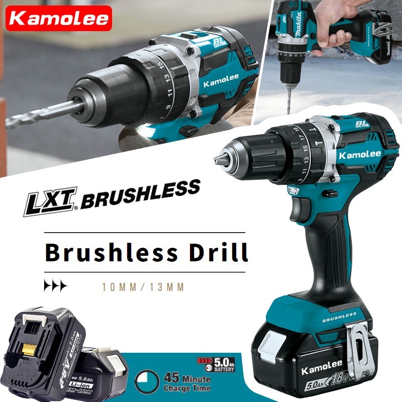 Kamolee DDF485 Bor Listrik Torsi Maksimum 450N.m Brushless Isi Ulang 10mm/13mm Pengemudi Dampak Bor 