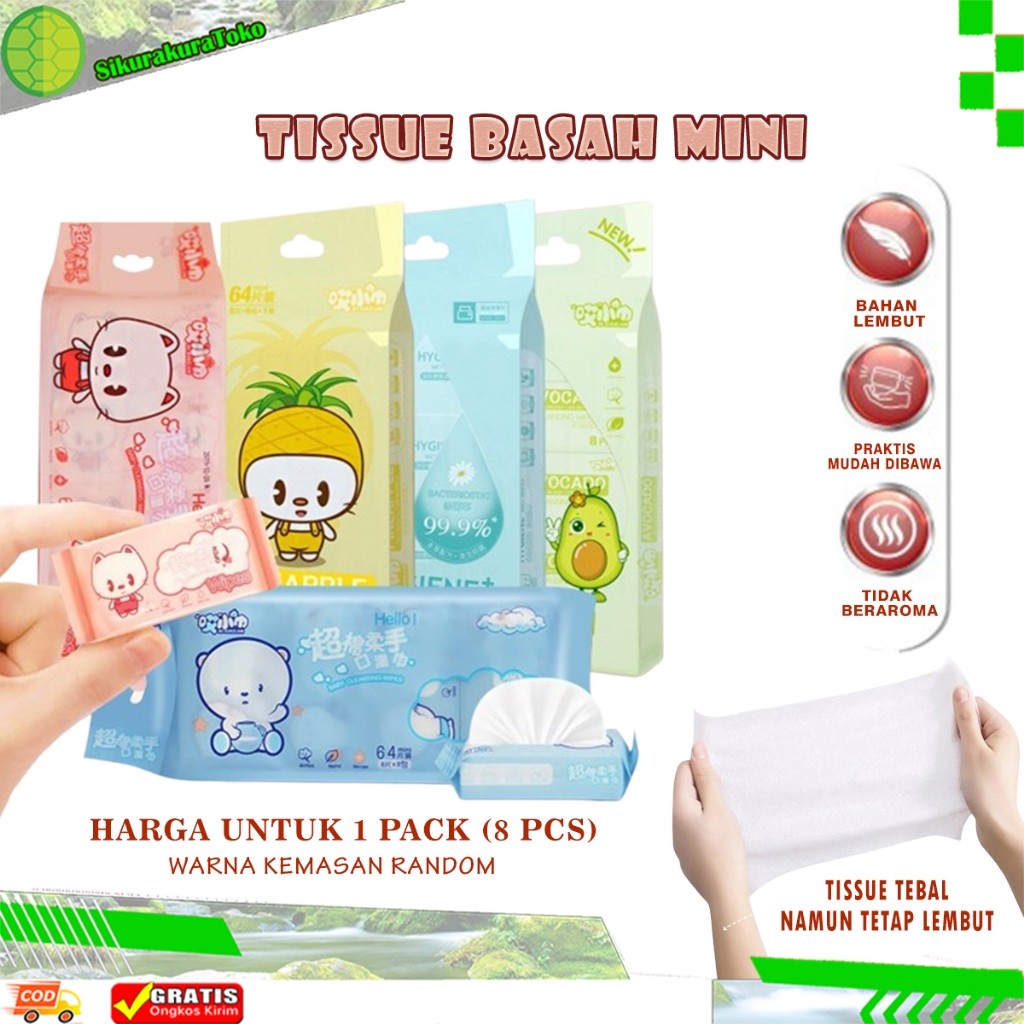 

(SKR) Fanrou 8 PCS Mini Tisu Basah Mini FAN ROUGE Tissue Basah Tisue Kemasan Kecil Compact Character