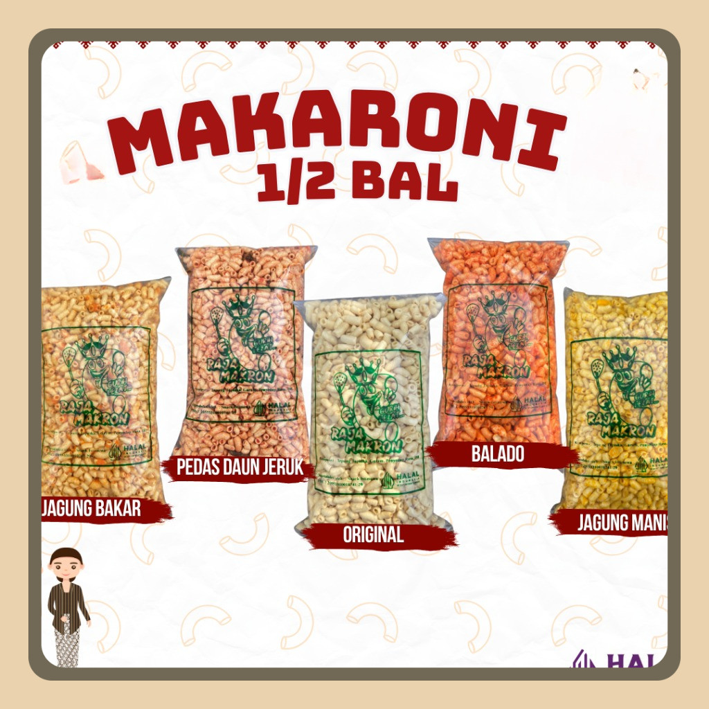 

1/2 BAL MAKARONI KRESS BANTAT KEMASAN 500Gr - 5 VARIAN RASA Food Snack Cemilan Makanan Pedas