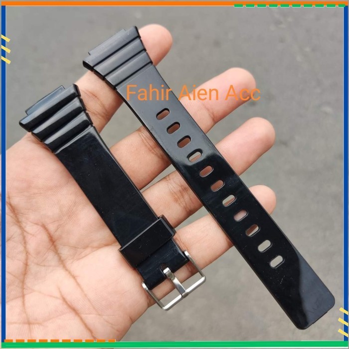 STRAP TALI JAM TANGAN CASIO W215H RUBBER TALIJAM W 215 H HITAM GLOSSY