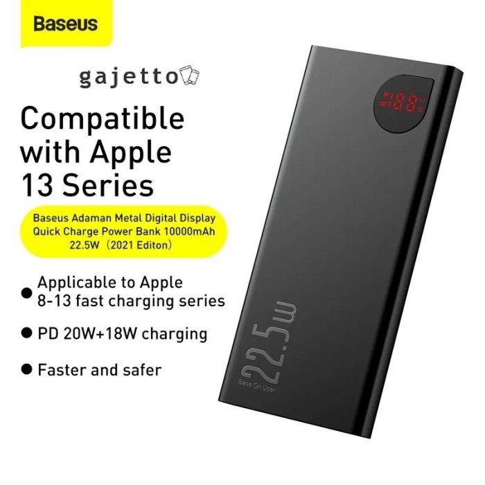 BASEUS Powerbank 22.5W Adaman Metal Digital Display QC Power Bank 10000mAh 22.5W PPAD
