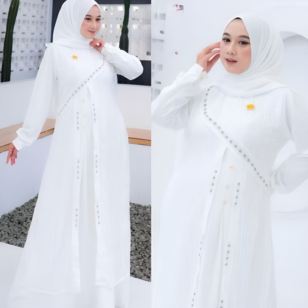 PARXETSHOP  Gamis Wanita Elegan Mewah Zalfa Dress Free Hijab Pashmina Gamis Jumbo Pesta Kondangan Br