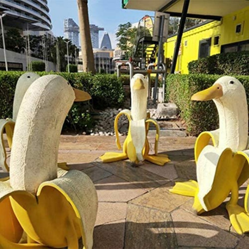 

Garden Decor Peeled Banana Duck Sculptures Yard Vintage Art Whimsical Home Resin Statues Crafts Gardening Decor