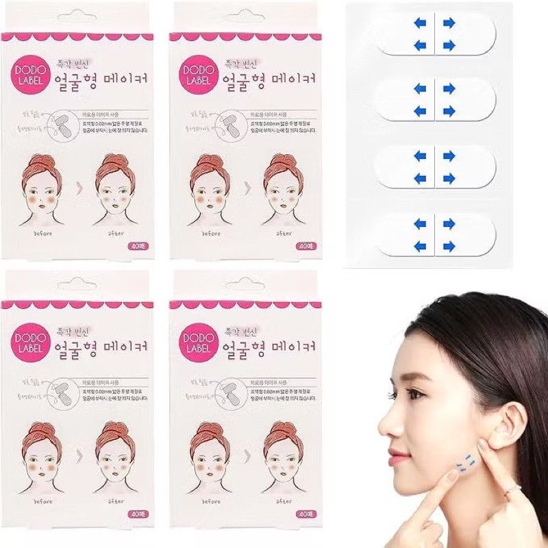 

DODO LABEL V Shape face lift tape sticker label tape Stiker Penirus wajah vshape 1 box isi 40 pcs - STEVI Beauty