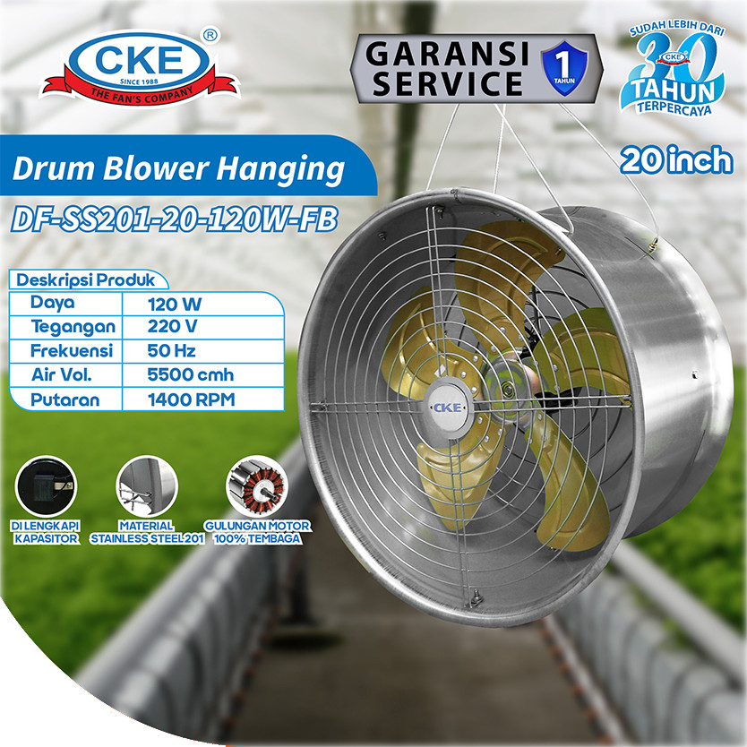 Hanging Drum Fan 20" Blower Tabung Gantung 20 Inch Stainless Steel 304 / 201