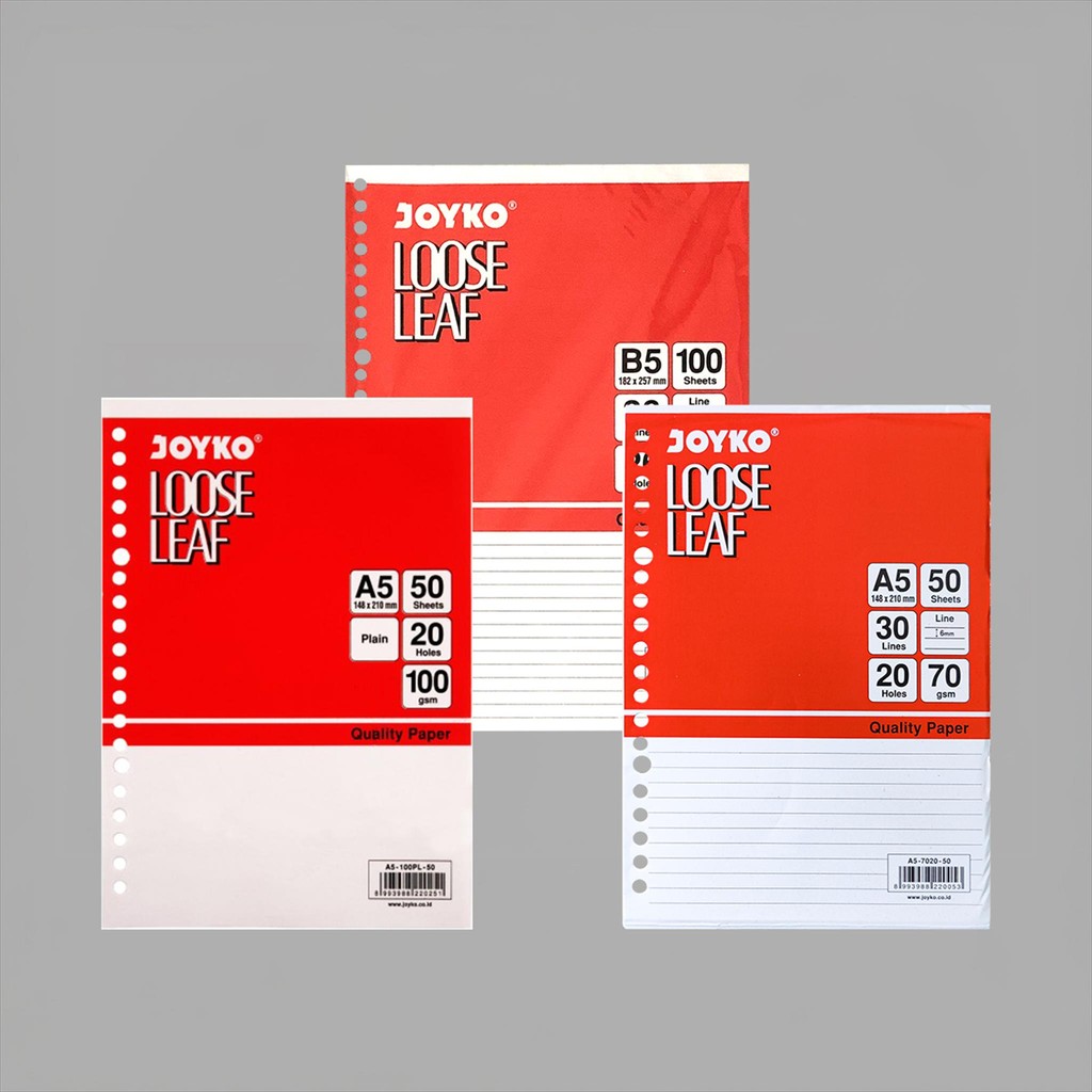 

JOYKO Loose Leaf Isi Kertas File Binder Bergaris / Refill Isi Binder Garis A5 B5