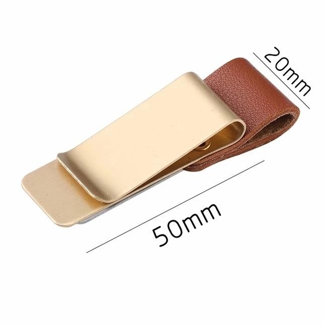 Promo Pen Holder Notebook Clip leather - brown gold terlaris