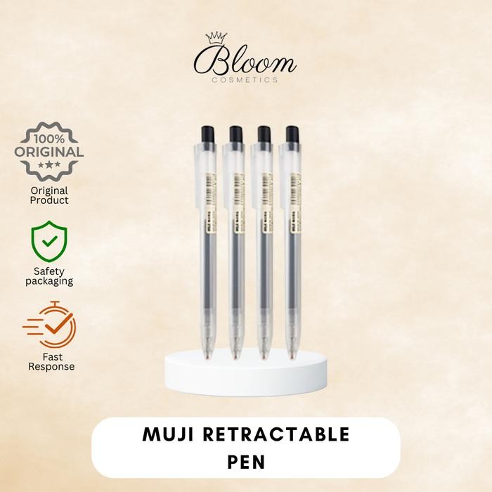 

MUJI Smooth Gel Ink Retractable (Knock Type) Ballpoint Pen 0.5mm - Hitam, Refill BEST SELLER