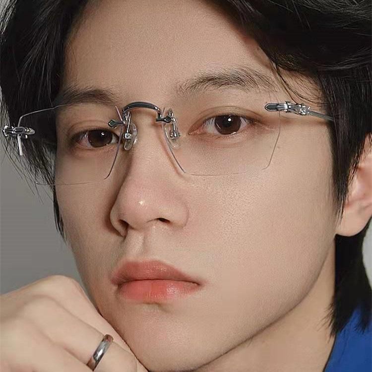 Kacamata anti radiasi photochromic poligonal bingkai logam tanpa bingkai baru glasses eyewear