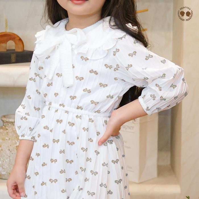 MARVES - Ariella Dress Tunik Anak Perempuan Korean Style Bahan Crinckle Motif Bunga / Set Couple Ibu