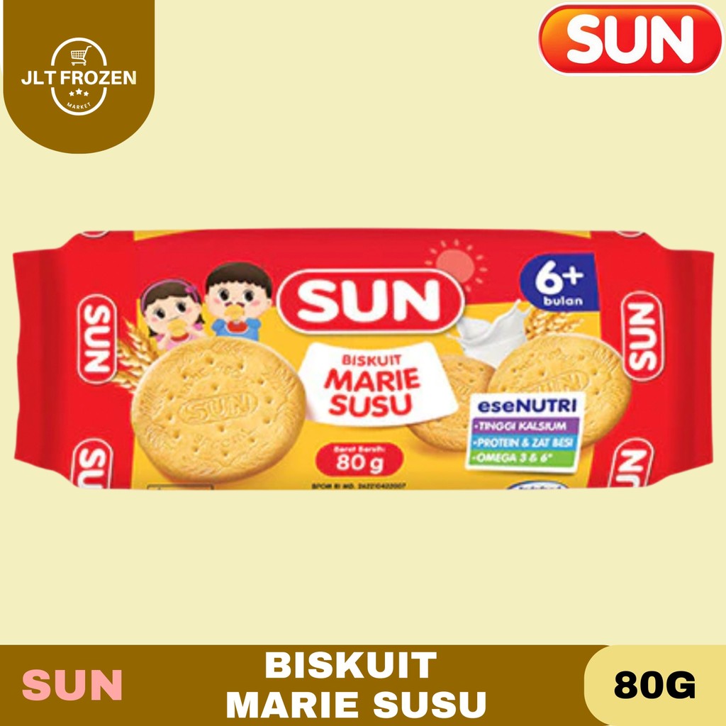 

Sun Marie Biscuit 80g / Biskuit Susu / Untuk Bayi 6 Tahun / Snack Bayi / Kue Susu / Cemilan Bayi