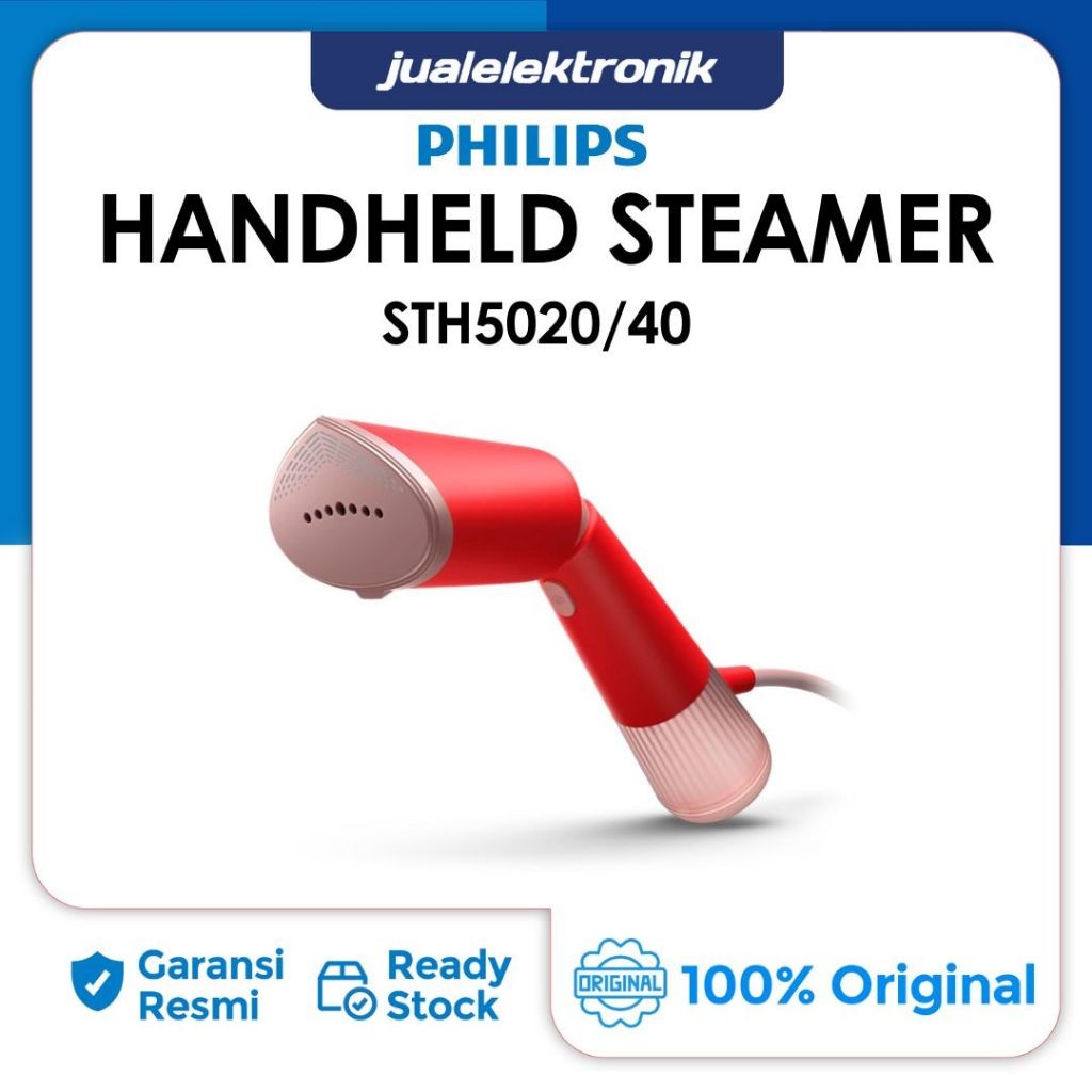 Philips Steamer Genggam STH5020/40 - Portable Handheld Steamer Red Merah