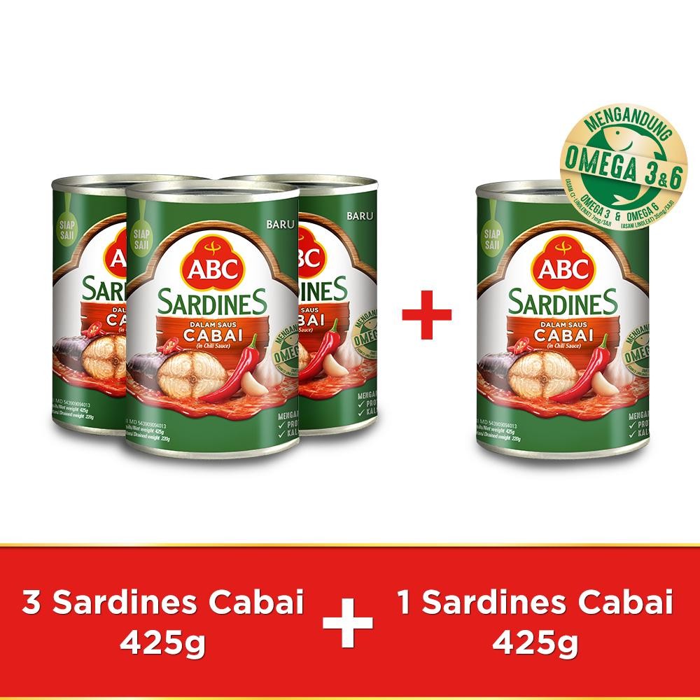 

ABC Sarden Saus Cabai 425 g - Buy 3 pcs Get 1 pcs Free
