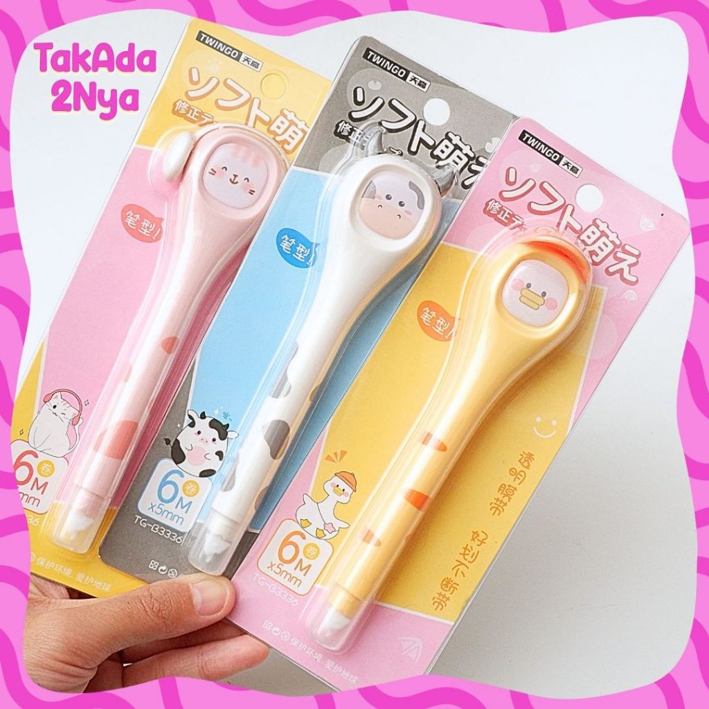 

Tip-X Tape Twingo Animal Zoo Pen TG-B3336 Correction Roll Penghapus Pulpen Bentuk Kucing Bebek Sapi