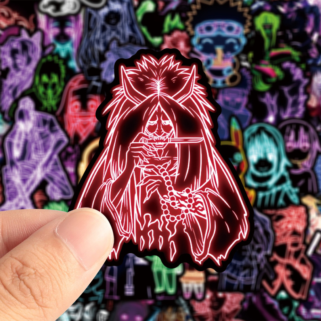 

50pcs Cartoon Neon Graffiti Stickers Scooter Body Stickers Storage Box Skateboard Ledger Stickers Wholesaletion