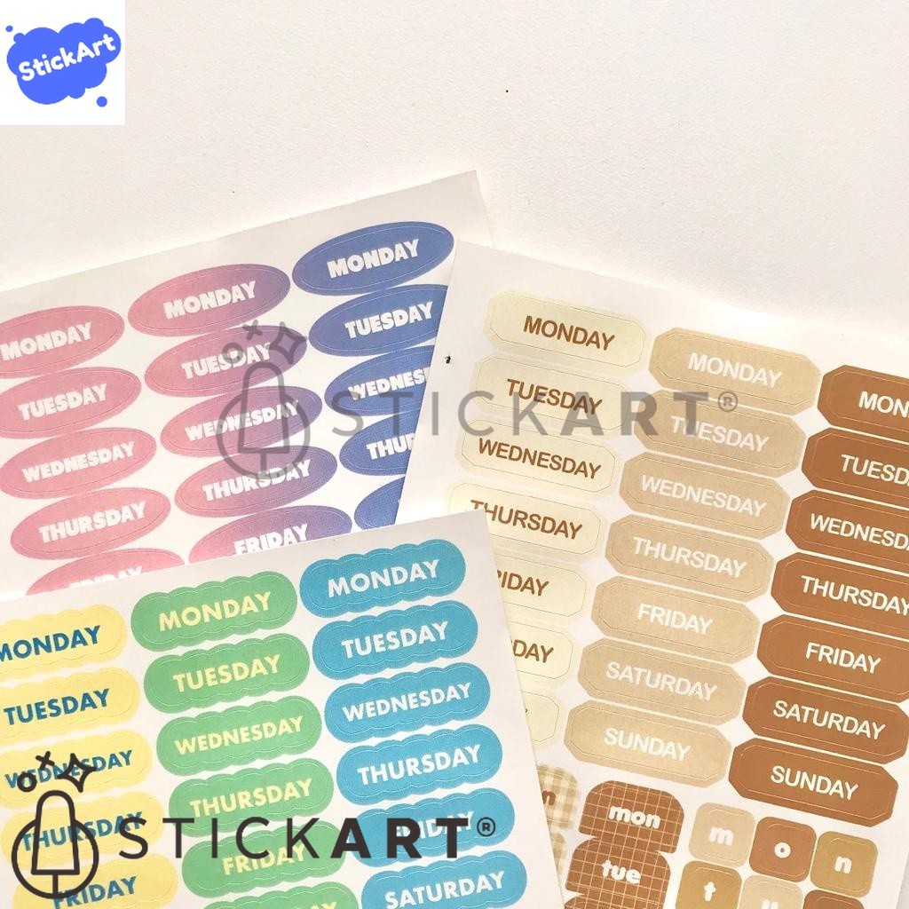 

[STICKART] Month and weekly sticker sheet/ stiker bulan hari/ stiker dekorasi jurnal BAHAN DAN KWALITAS PREMIUM