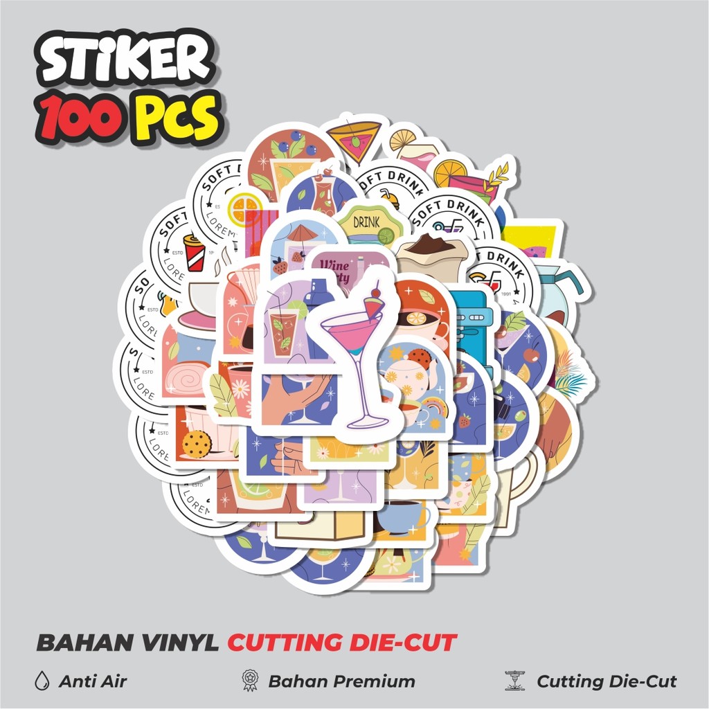 

Terbaru! 50 pcs Sticker Minuman Unik Dekorasi Lucu Kreatif untuk Notebook, Skateboard, HP