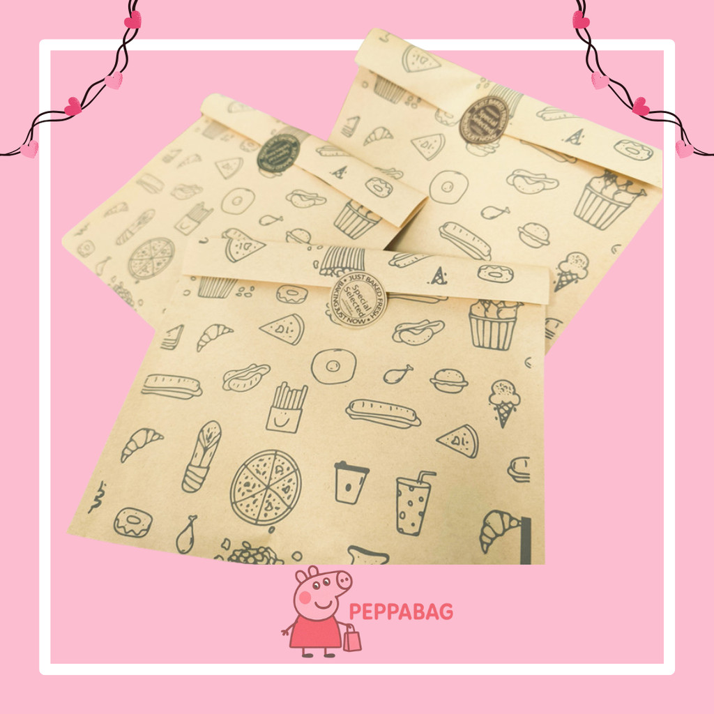 

kantong kertas paper bag makanan cemilan gorengan/kantong kertas bungkus roti/paper food bag-ES0529