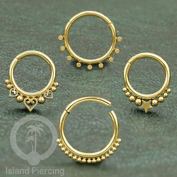 Anting Helix Piercing septum nose jewelry warna emas PVD stainless