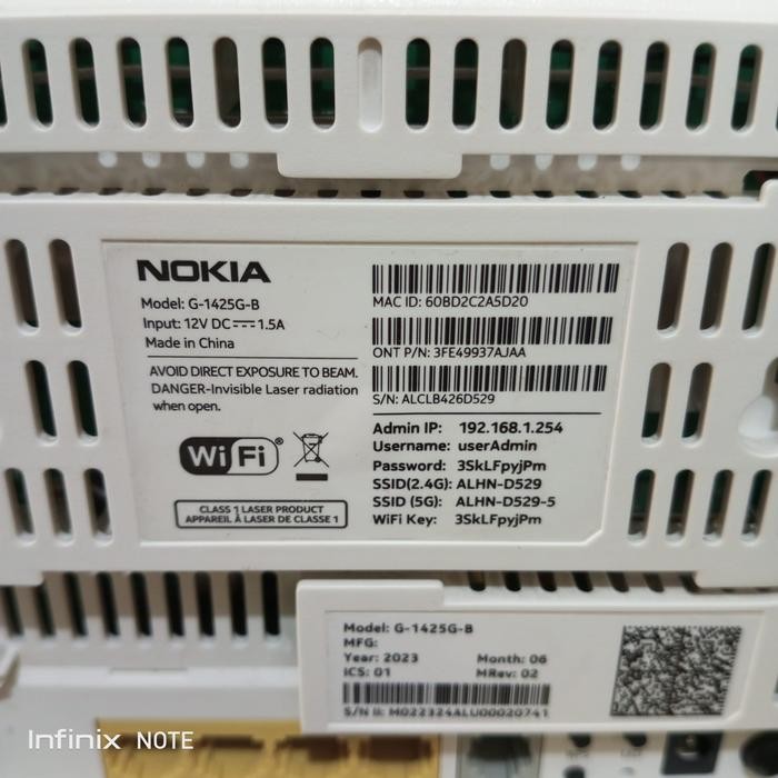 Router NOKIA G-1425G-B/H, G1425GB Dual Band 2.4G dan 5G Gigabit (BEKAS NORMAL)New Stock